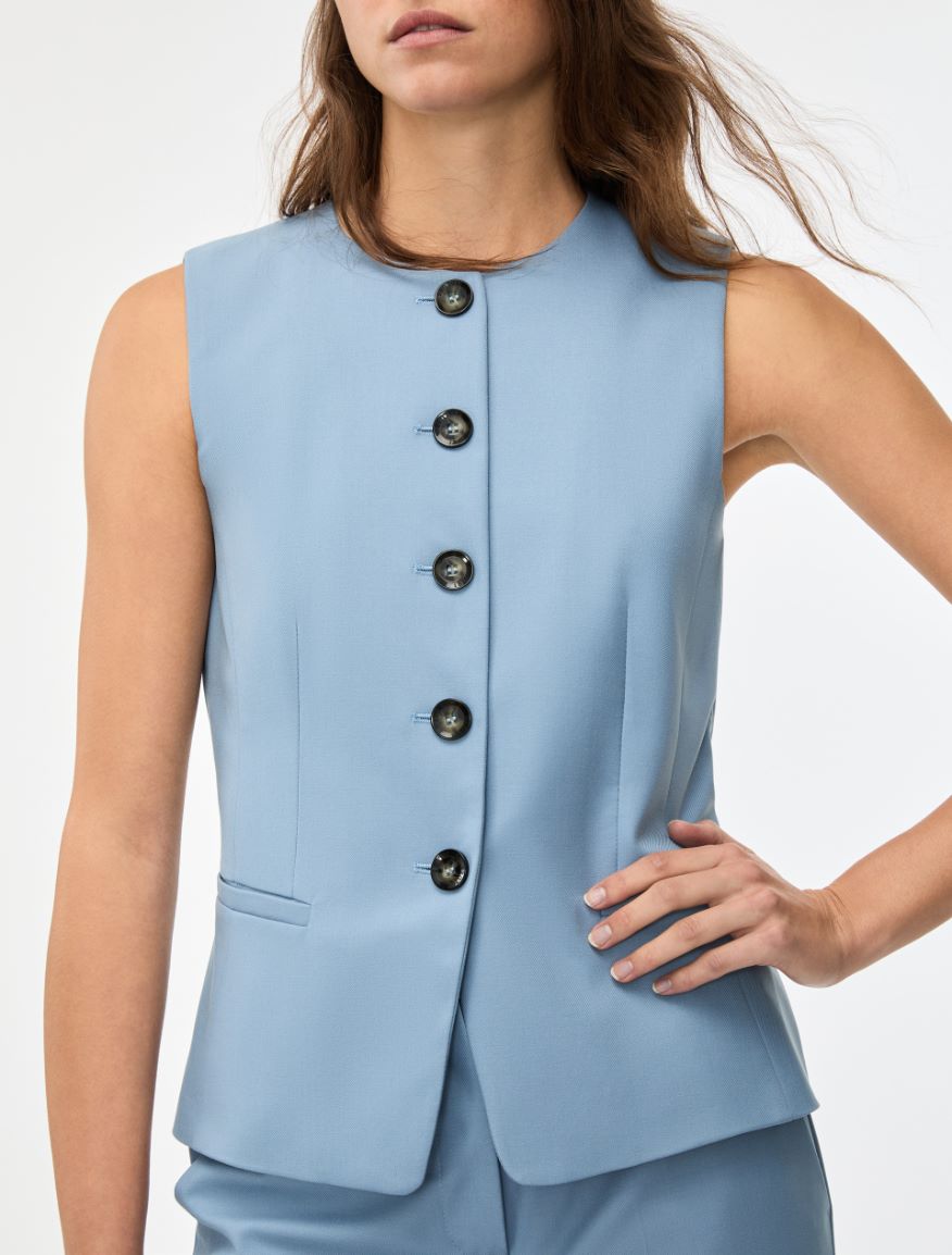 Crew-neck gilet - DARK BLUE - Iblues - 3