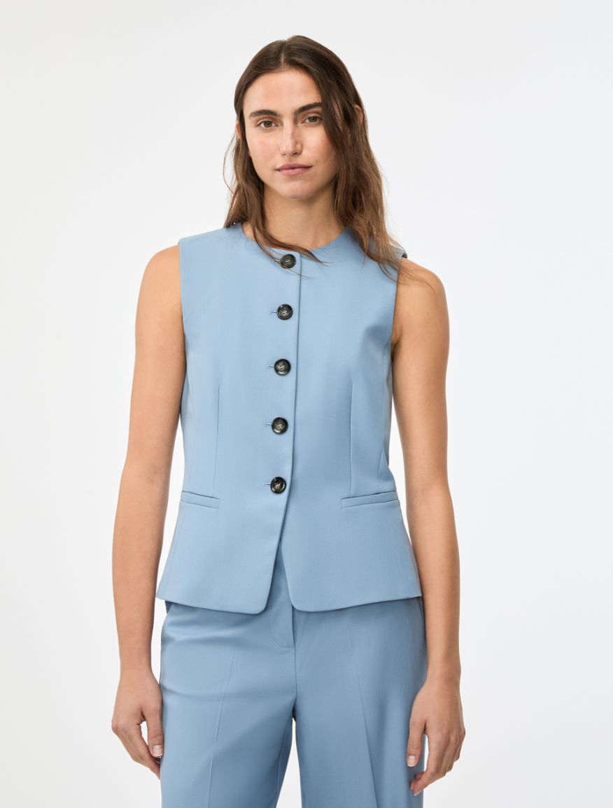 Crew-neck gilet - DARK BLUE - Iblues