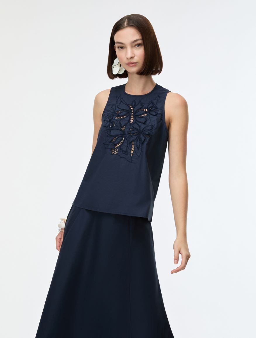Embroidered top - NAVY - Iblues