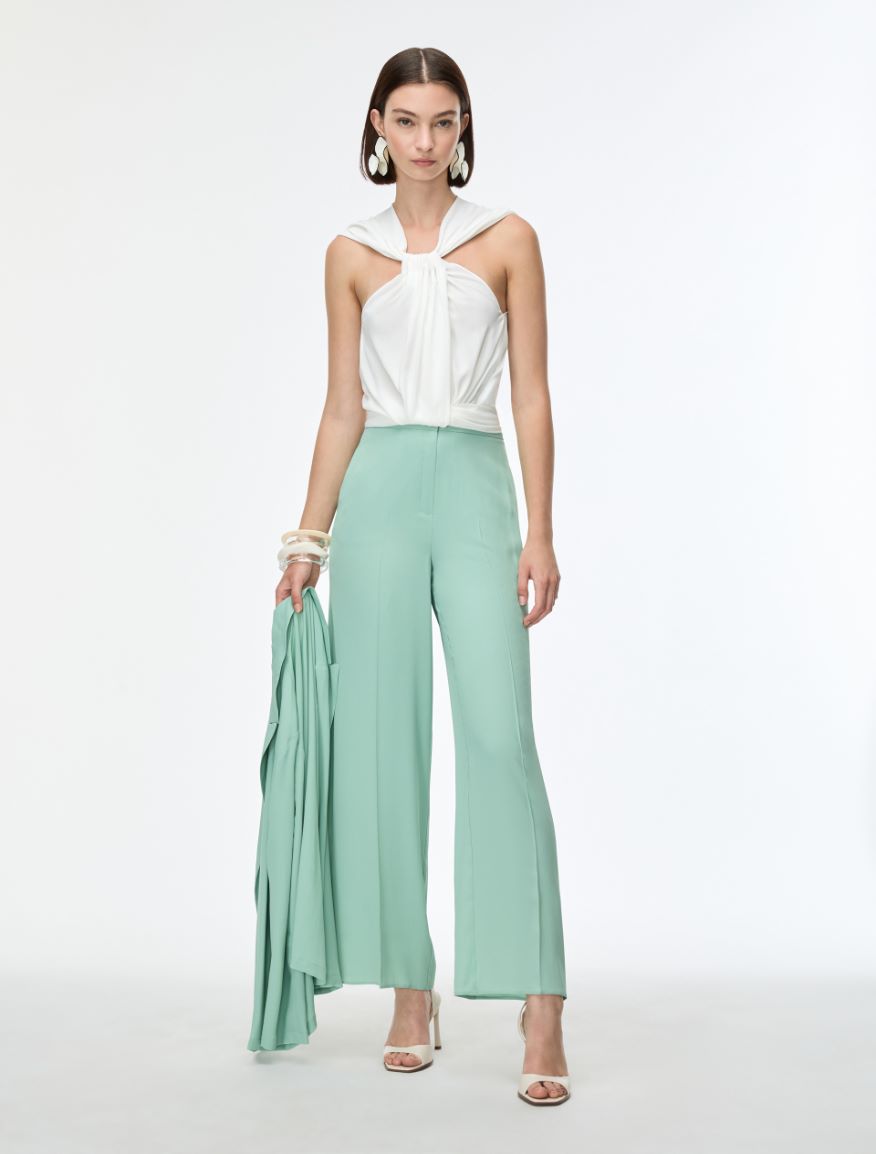 Loose-fit silk-blend top - WHITE - Iblues - 4