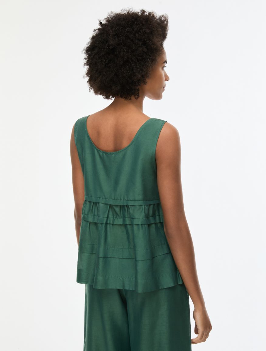 Silk-blend top - GREEN - Iblues - 2