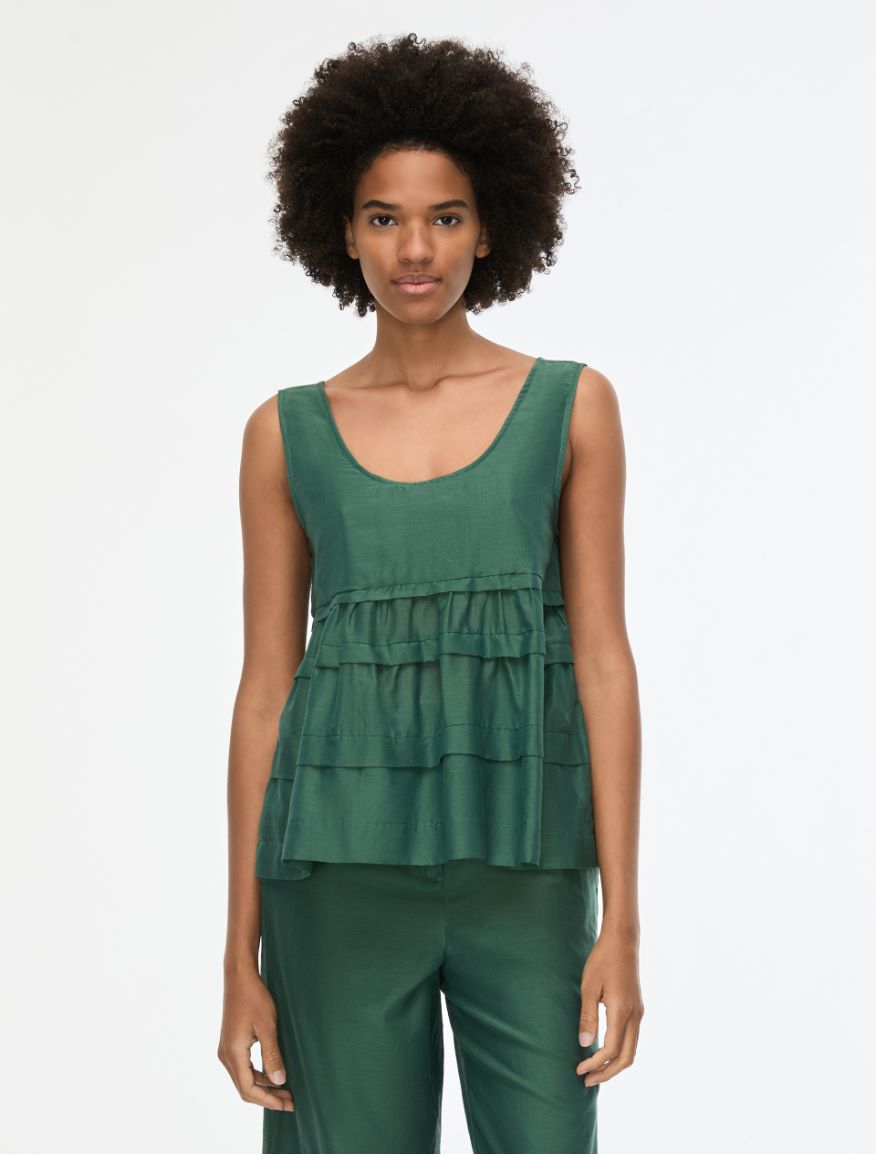 Silk-blend top - GREEN - Iblues