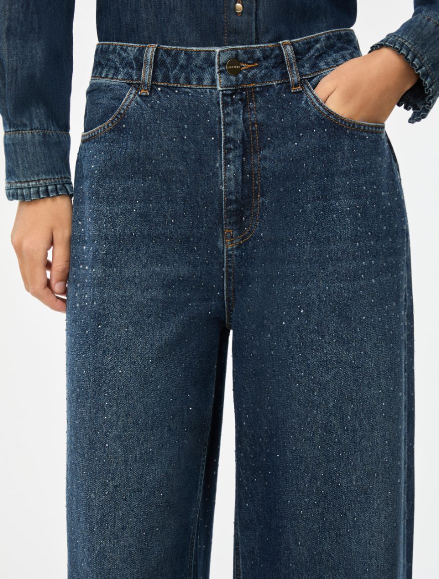 Rhinestone jeans - NAVY - Iblues - 3