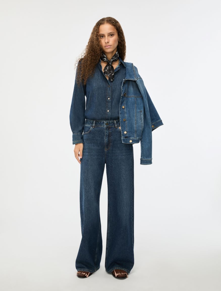 Rhinestone jeans - NAVY - Iblues - 4