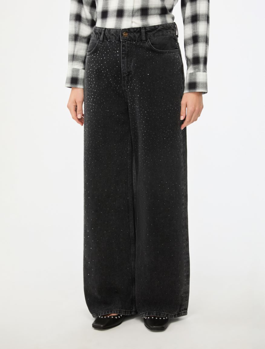 Rhinestone jeans - BLACK - Iblues