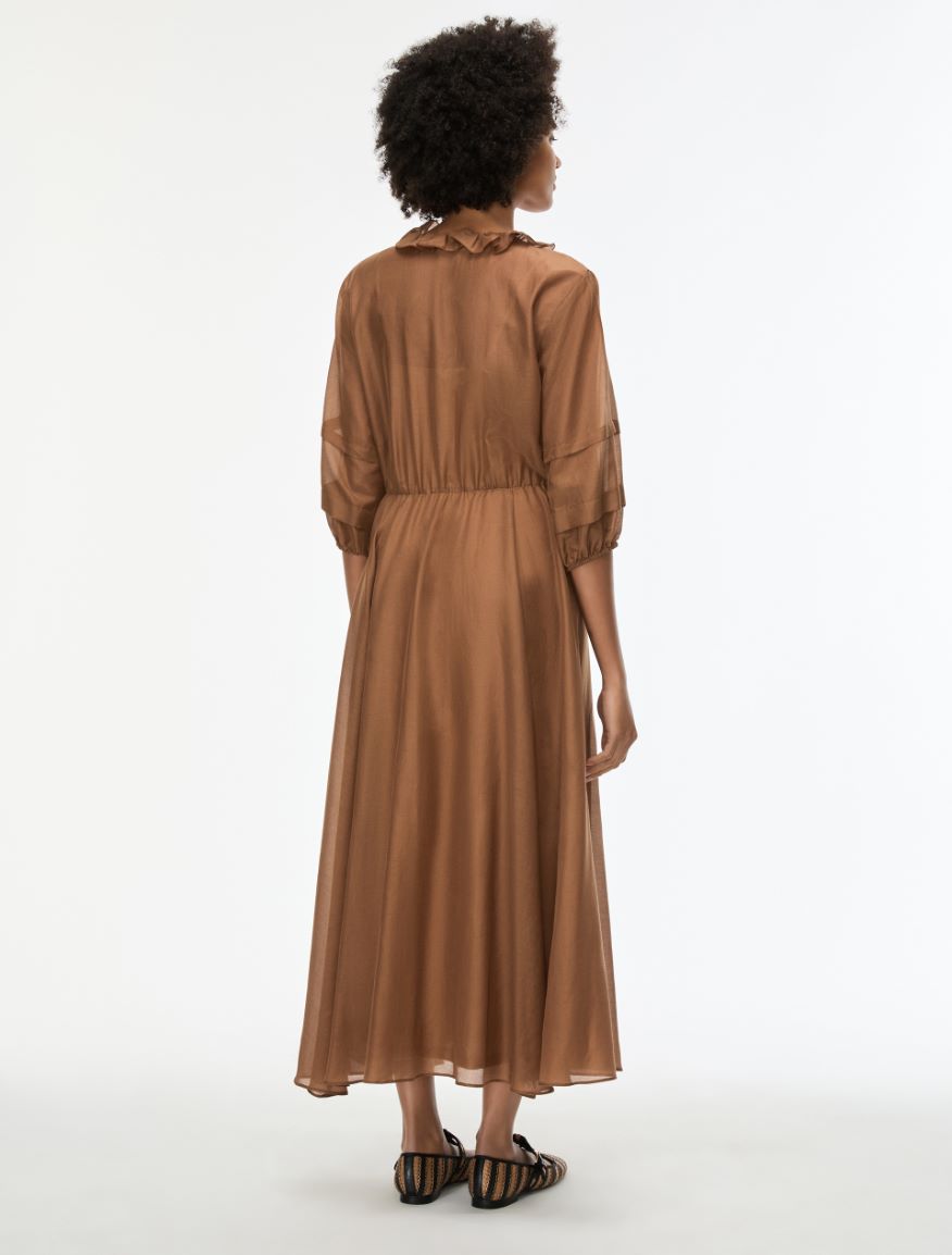 Long silk-blend dress - COCOA - Iblues - 2