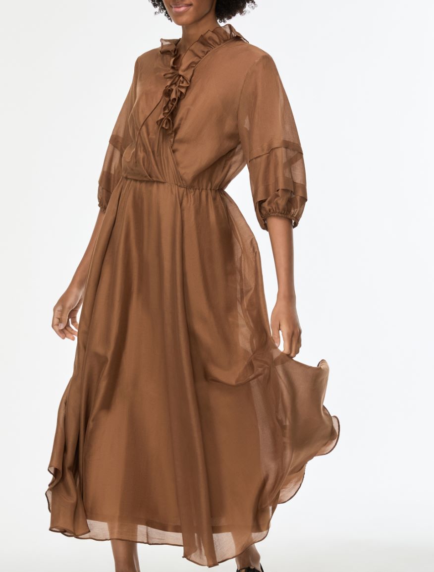 Long silk-blend dress - COCOA - Iblues - 3
