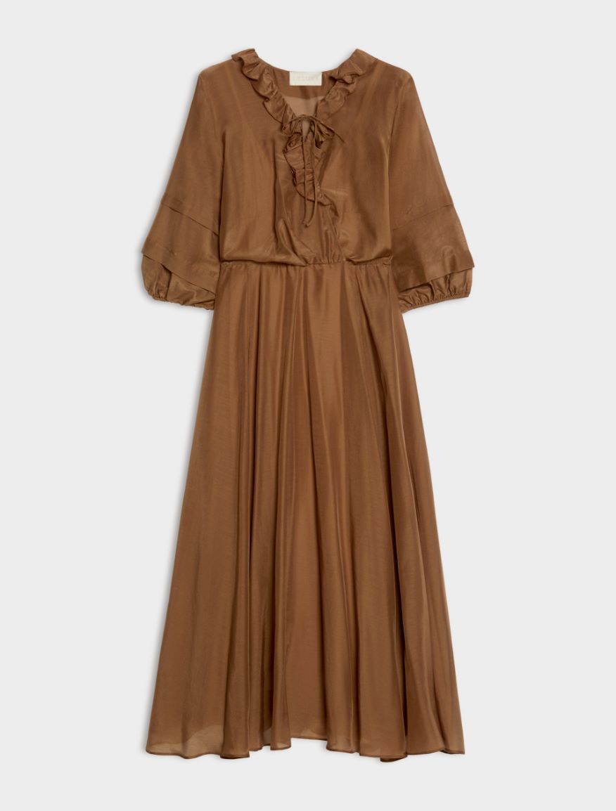 Long silk-blend dress - COCOA - Iblues - 5
