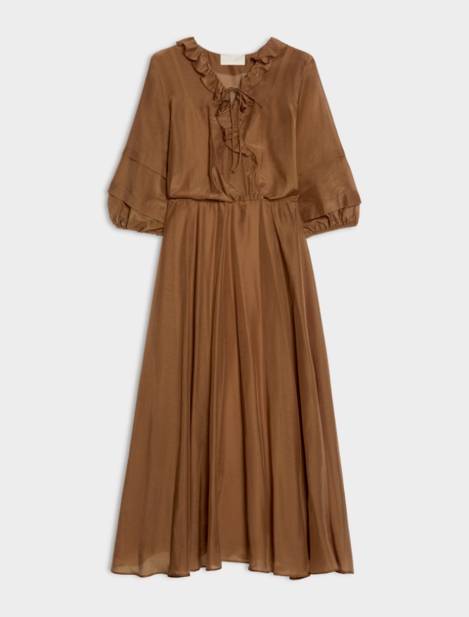 Long silk-blend dress - 