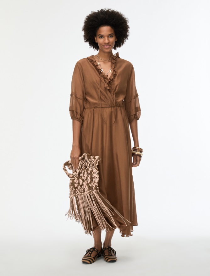 Long silk-blend dress - 