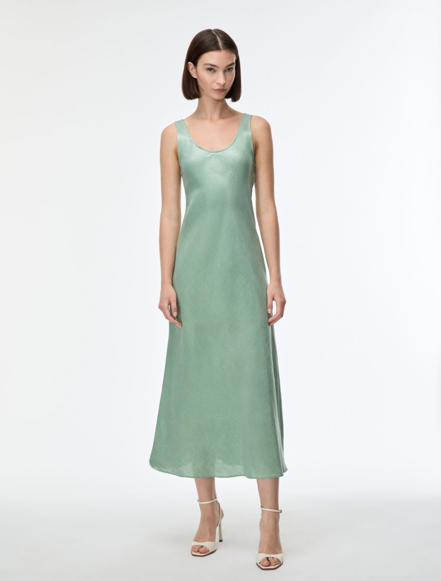 Linen-blend dress - SAGE - Iblues - 4