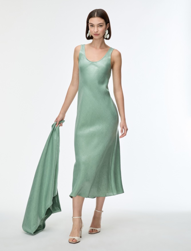 Linen-blend dress - SAGE - Iblues