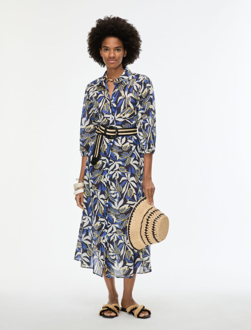 Flared, figure-skimming dress - CORNFLOWER BLUE - Iblues - 4