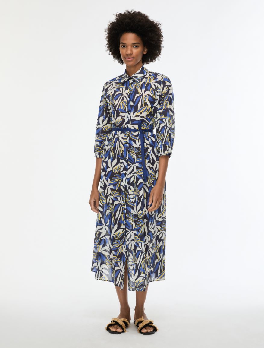 Flared, figure-skimming dress - CORNFLOWER BLUE - Iblues