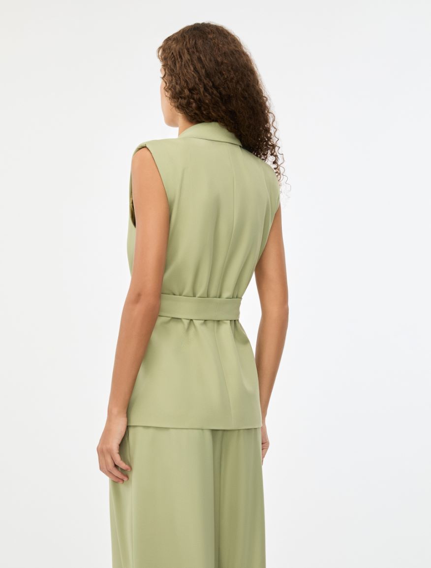 Sleeveless blazer - OPAL GREEN - Iblues - 2