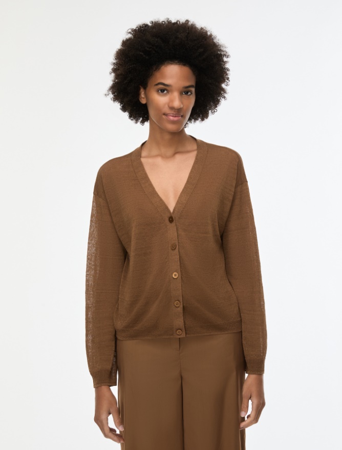 Egg-shaped cardigan - CHESTNUT - Iblues