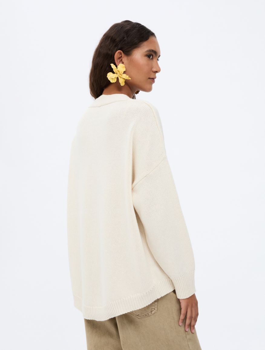 Oversized cardigan - CREAM - Iblues - 2