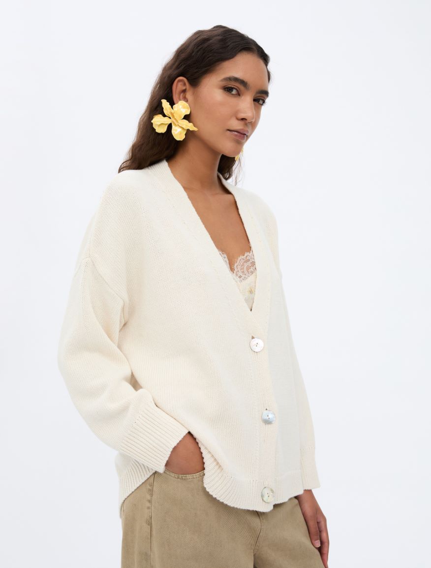 Oversized cardigan - CREAM - Iblues