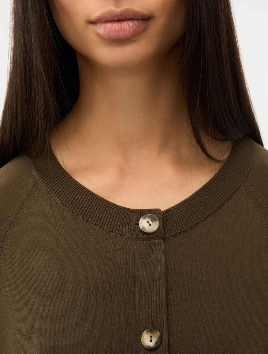 Viscose-blend cardigan - KAKI - Iblues - 3