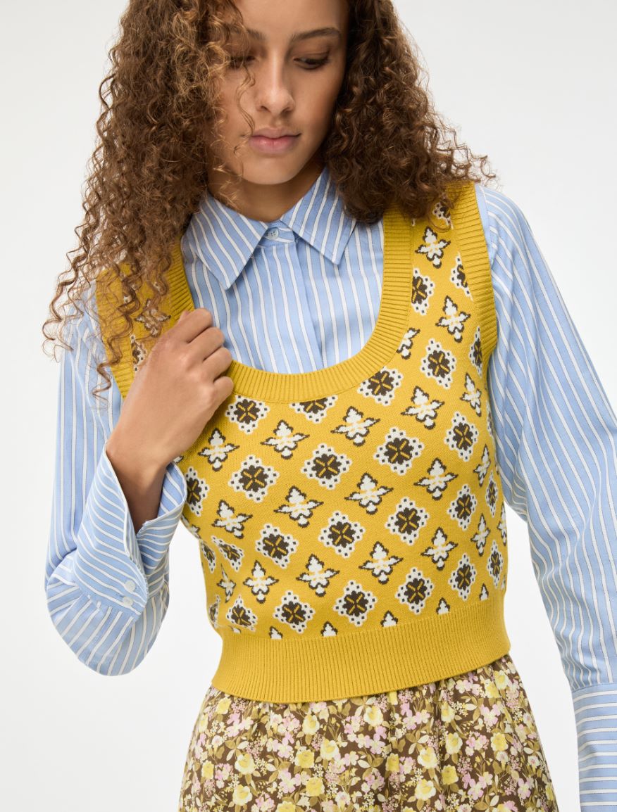 Jacquard gilet - OIL GREEN - Iblues - 3