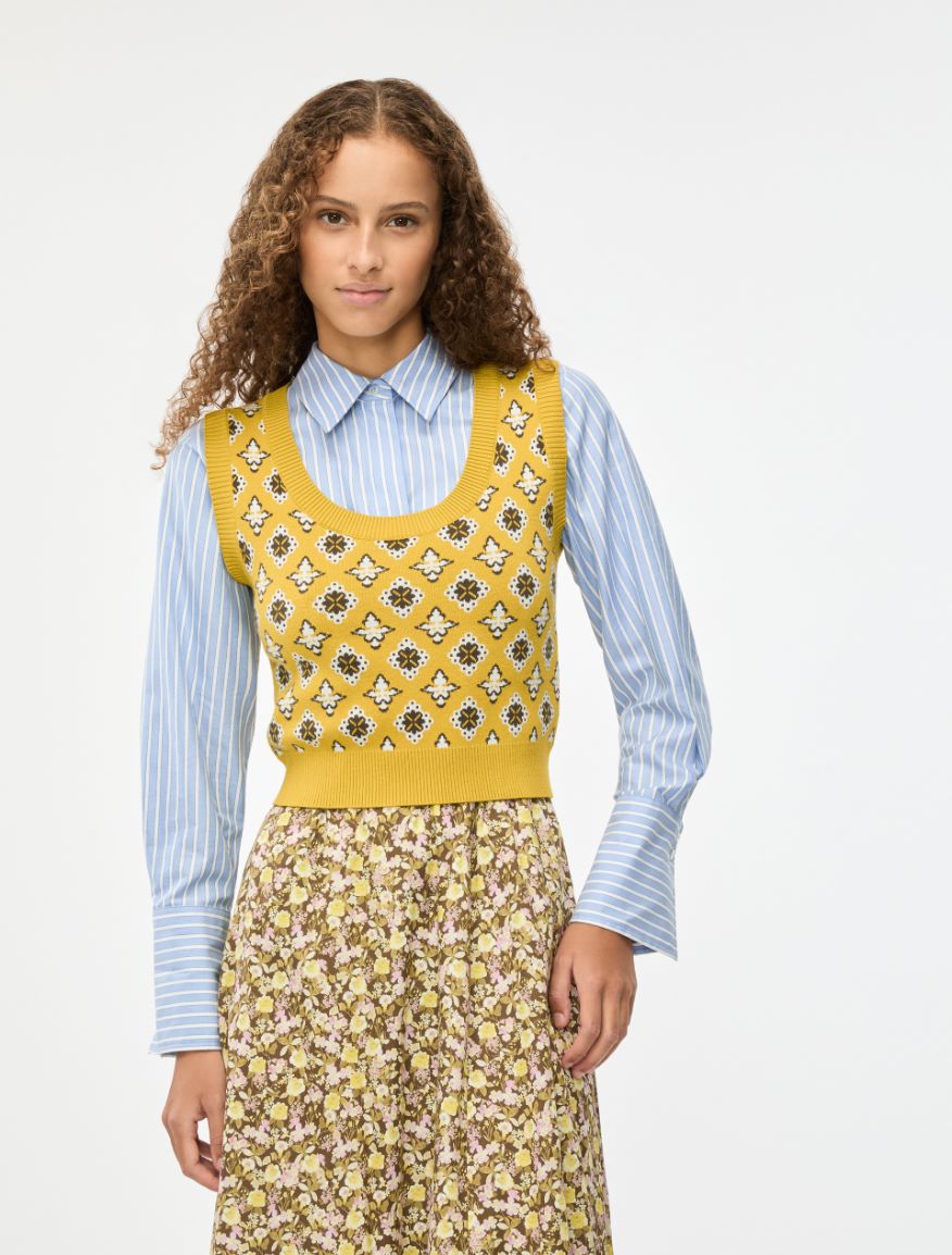 Jacquard gilet - OIL GREEN - Iblues