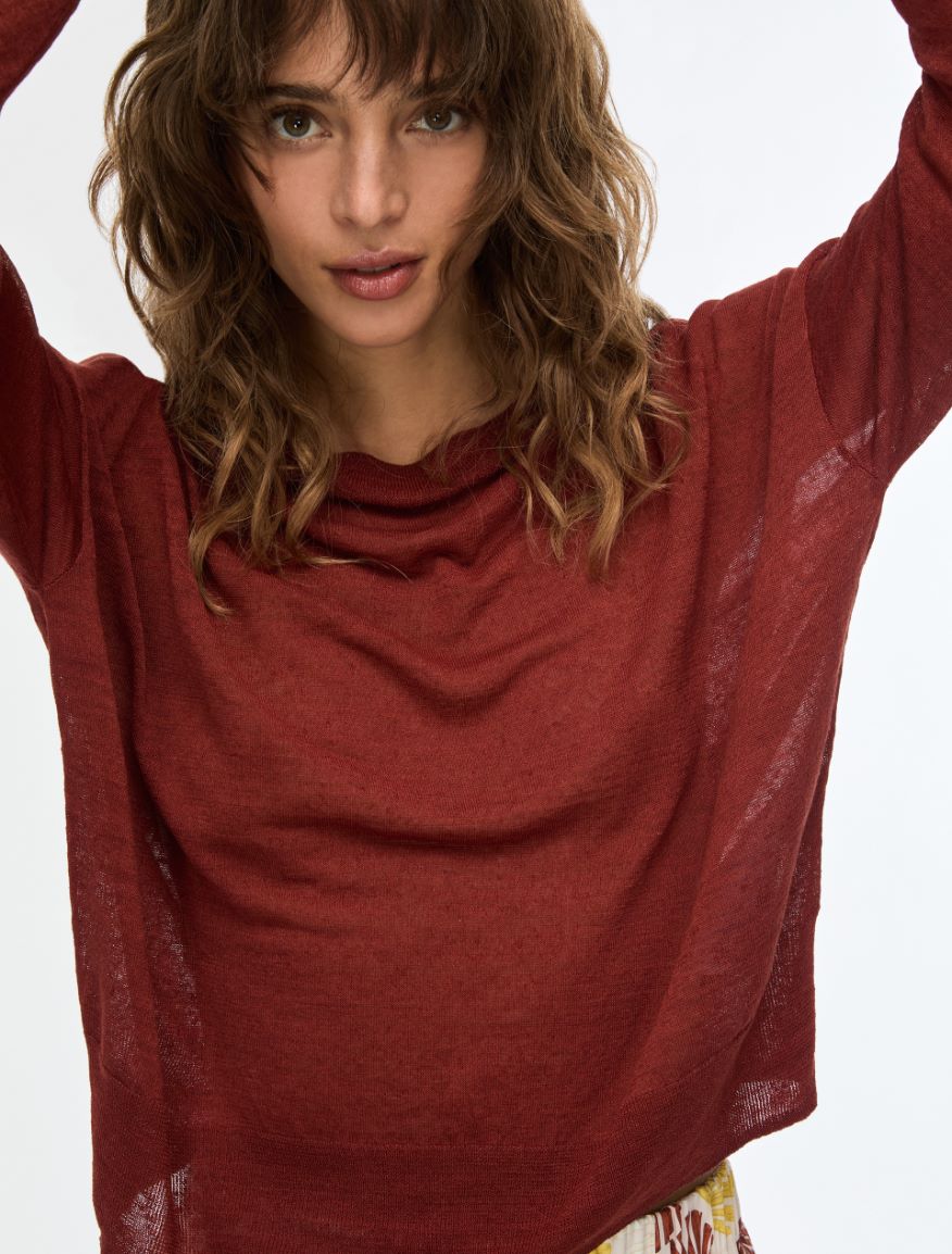 Egg-shaped sweater - BORDEAUX - Iblues - 3