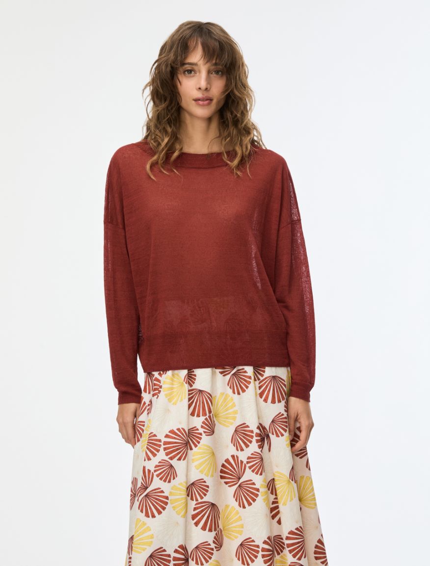 Egg-shaped sweater - BORDEAUX - Iblues