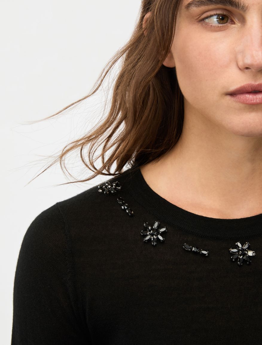 Embroidered sweater - BLACK - Iblues - 3