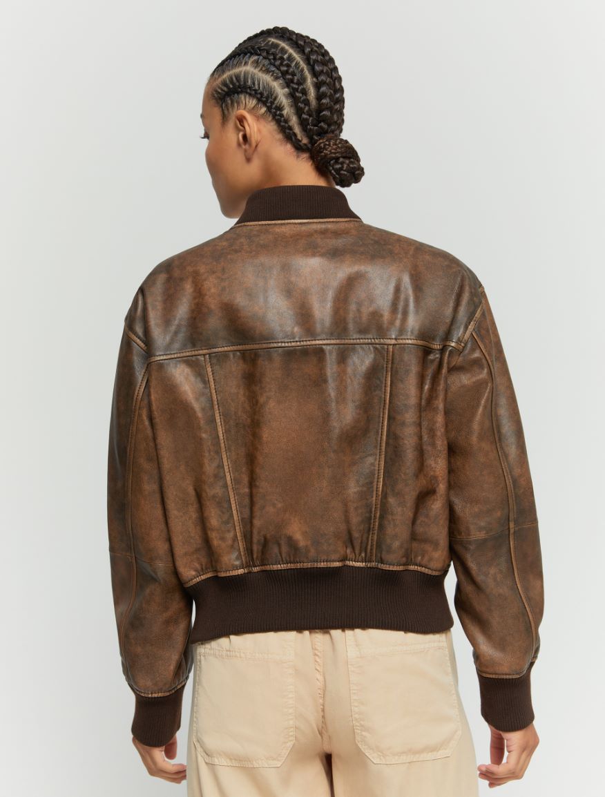 Leather bomber jacket - BROWN - Iblues - 2