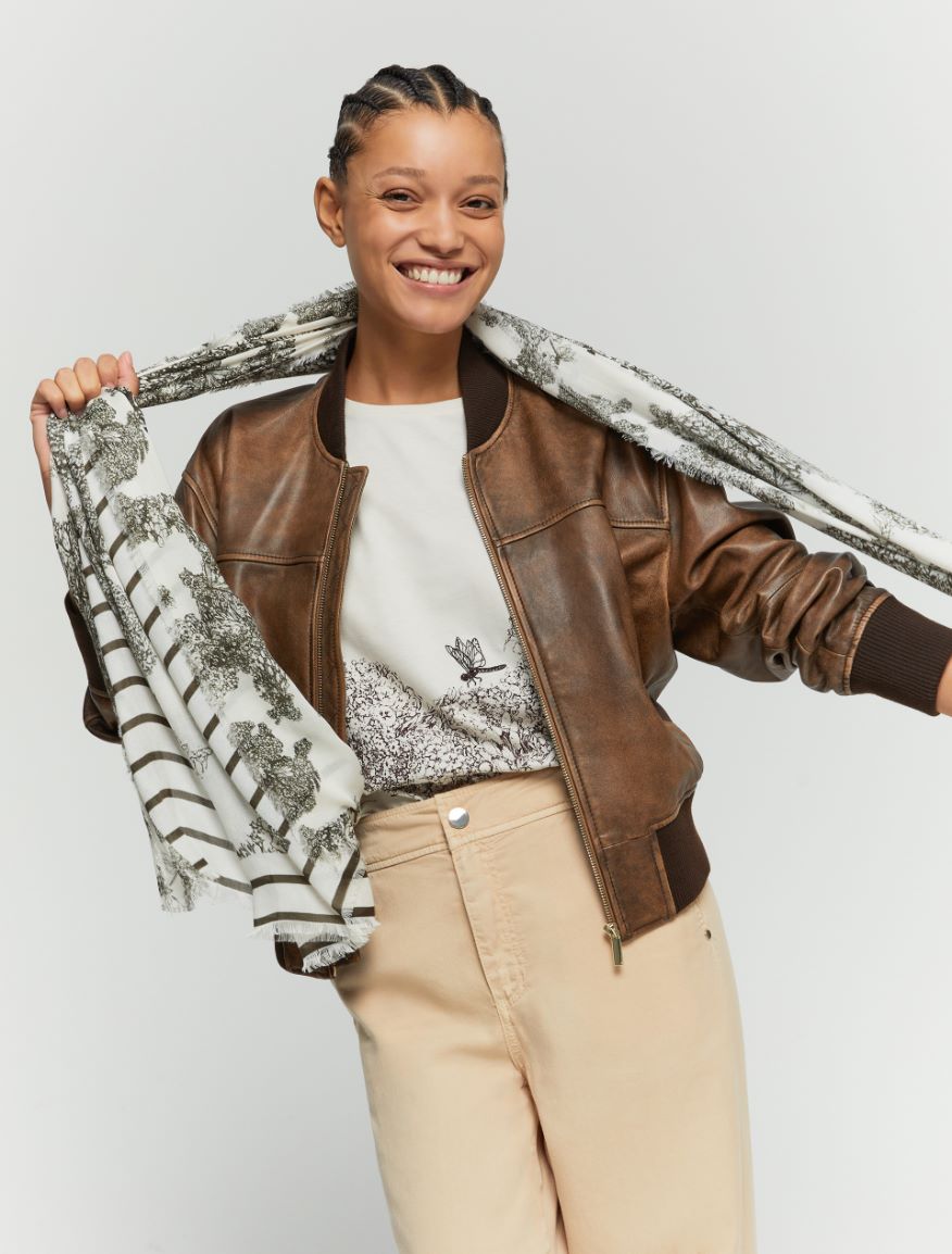 Leather bomber jacket - BROWN - Iblues - 3