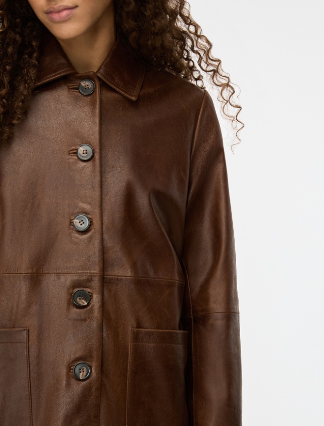 Giacca in pelle - MARRONE