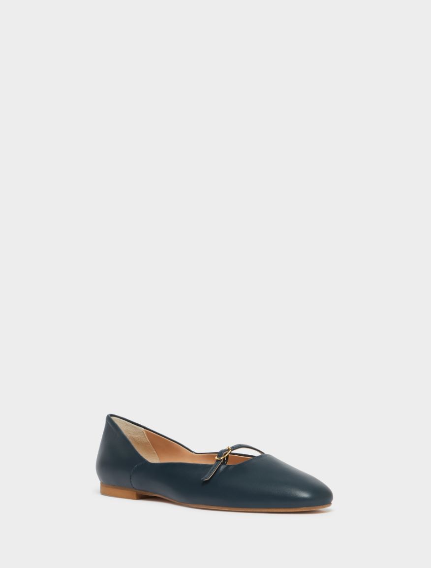 Leather ballerinas - NAVY - Iblues - 2