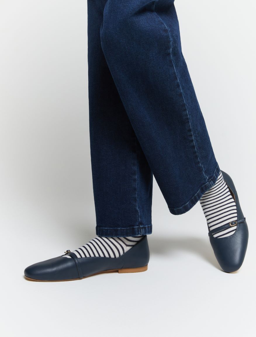 Leather ballerinas - NAVY - Iblues - 5