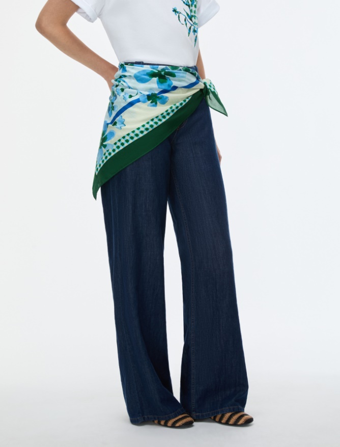 Silk-blend scarf - LIGHT BLUE