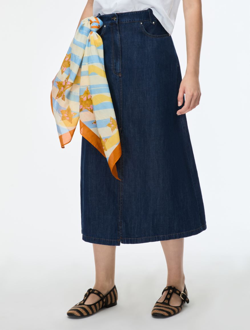 Silk-blend scarf - LIGHT BLUE - Iblues - 3