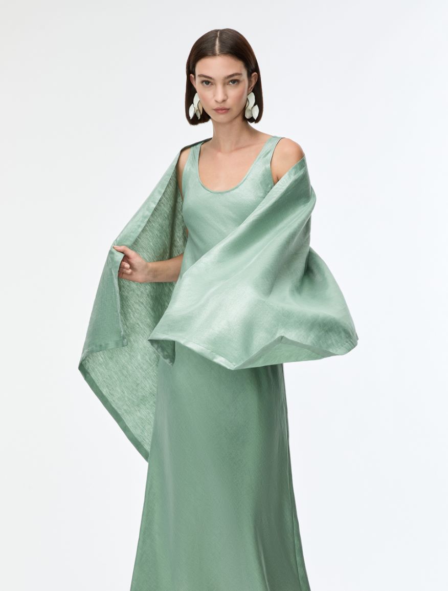 Linen-blend stole - SAGE - Iblues - 3