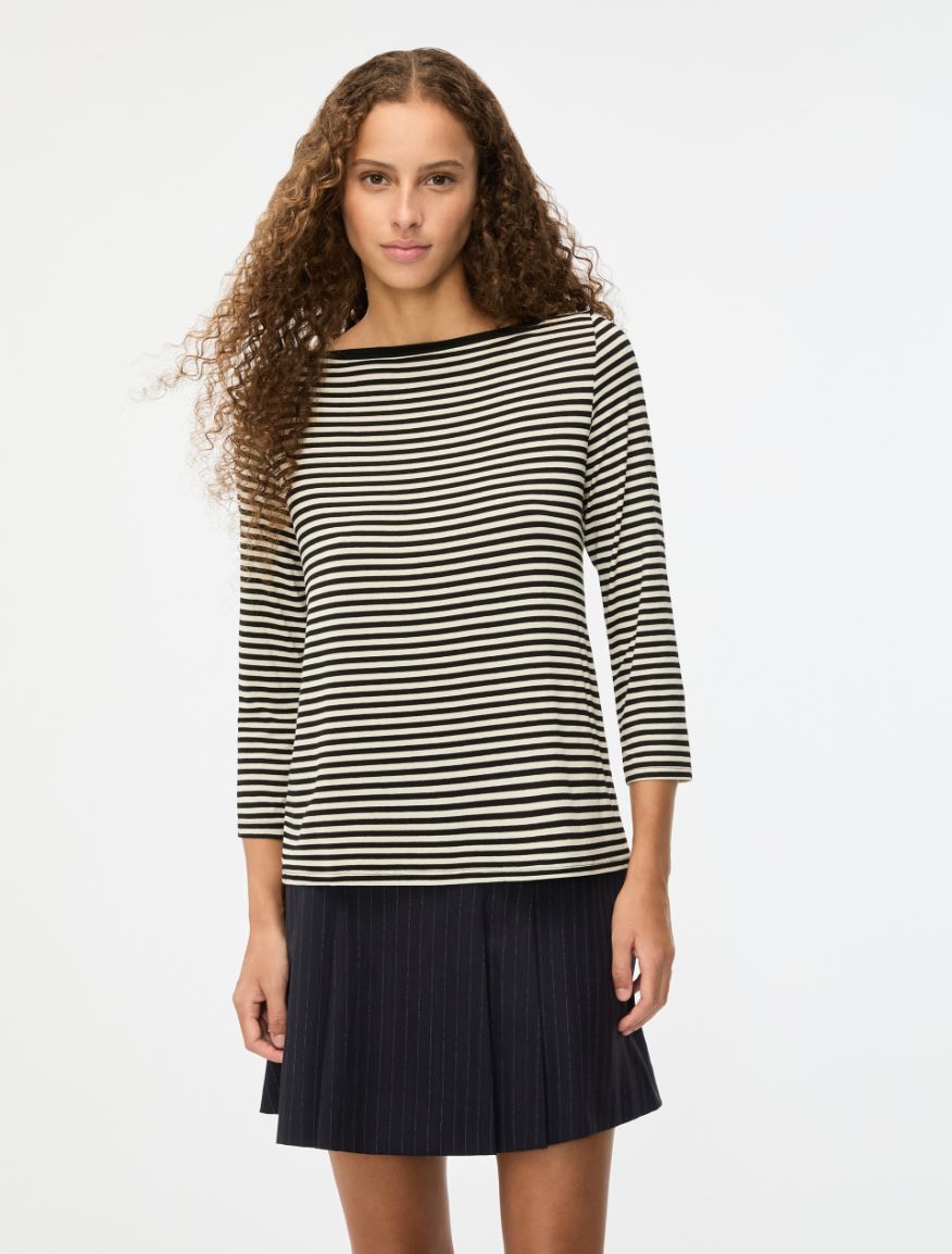 Boat-neck T-shirt - BLACK - Iblues