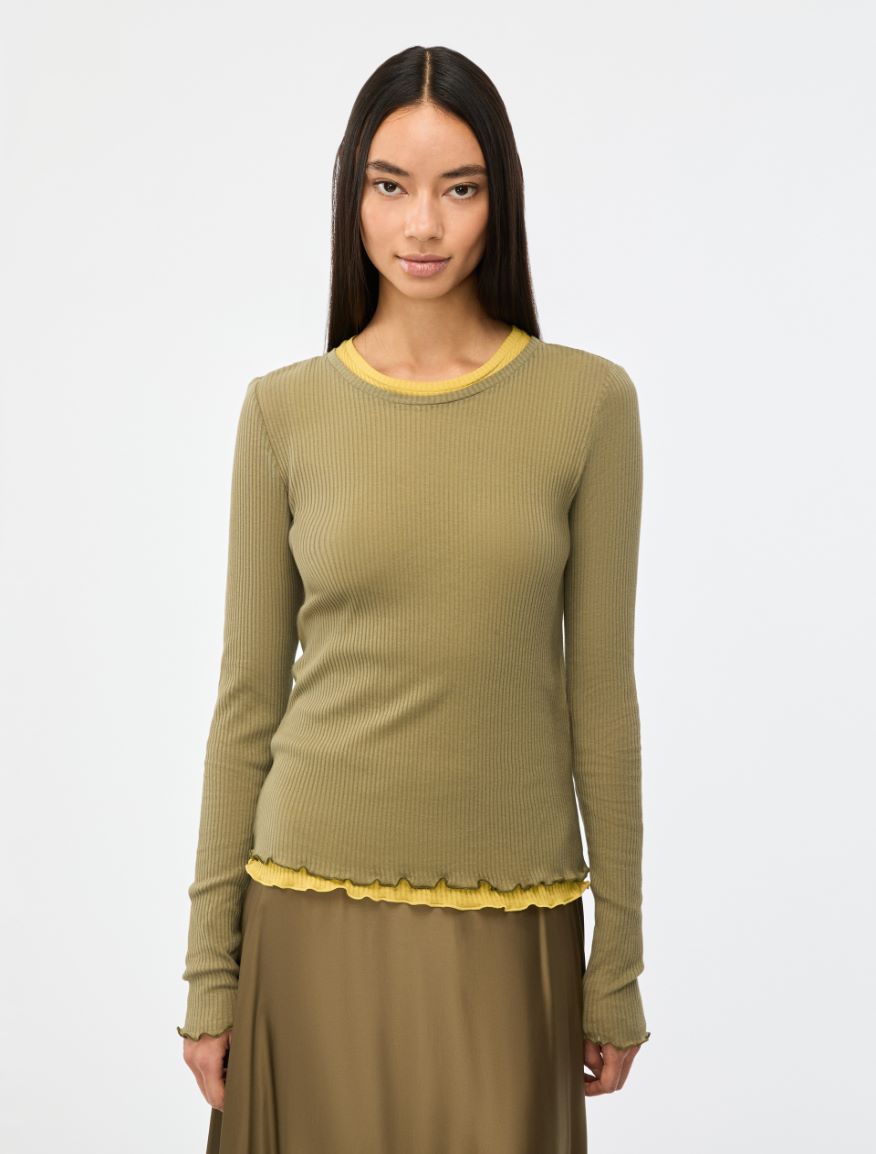 Layered-look T-shirt - OLIVE - Iblues