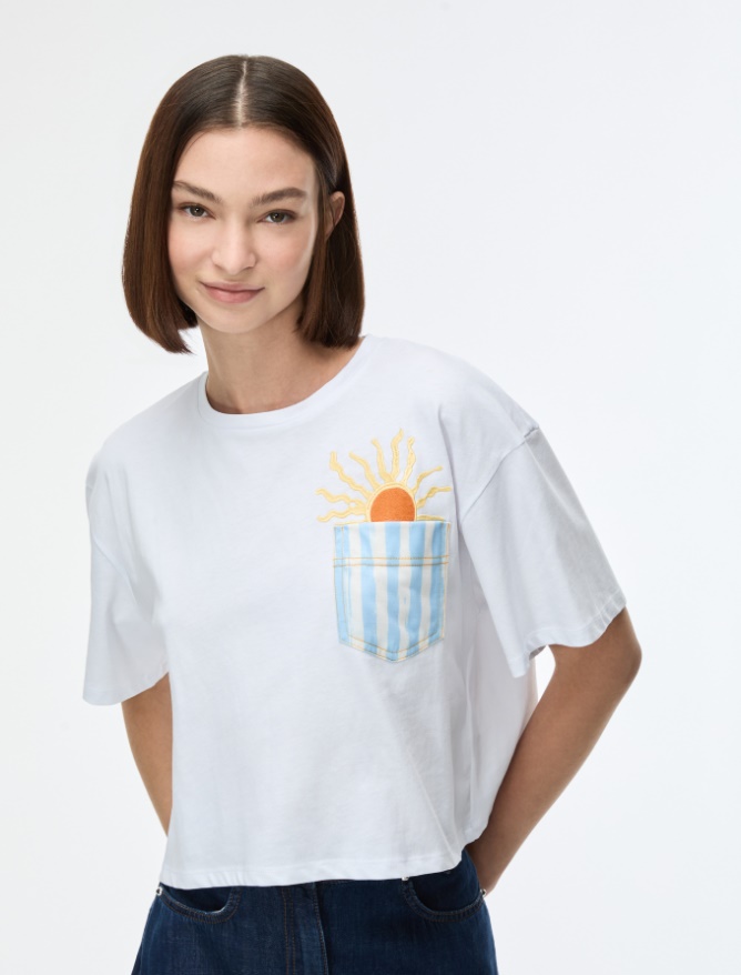 Cropped T-shirt - WHITE - Iblues