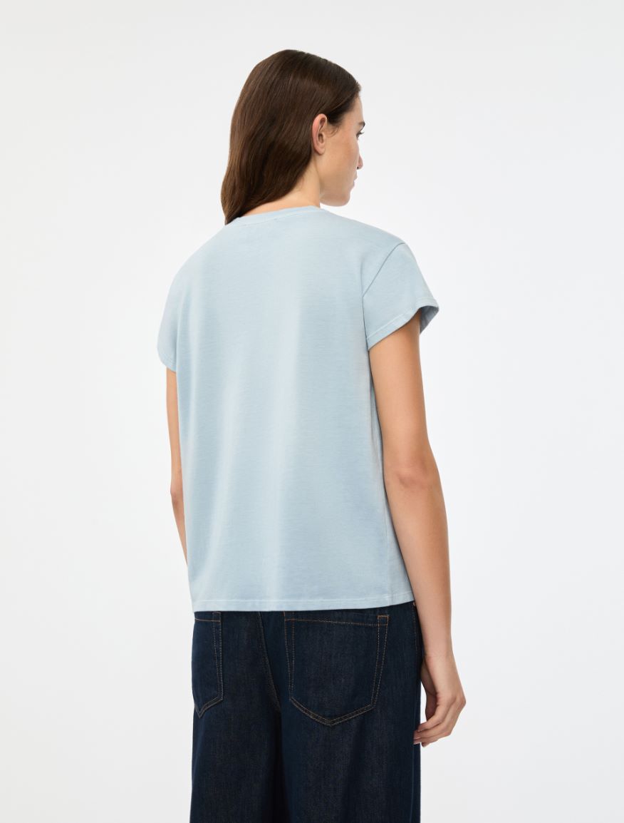 Rhinestone T-shirt - LIGHT BLUE - Iblues - 2