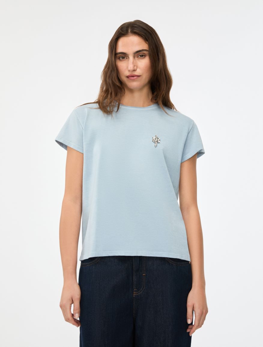 Rhinestone T-shirt - LIGHT BLUE - Iblues - 4