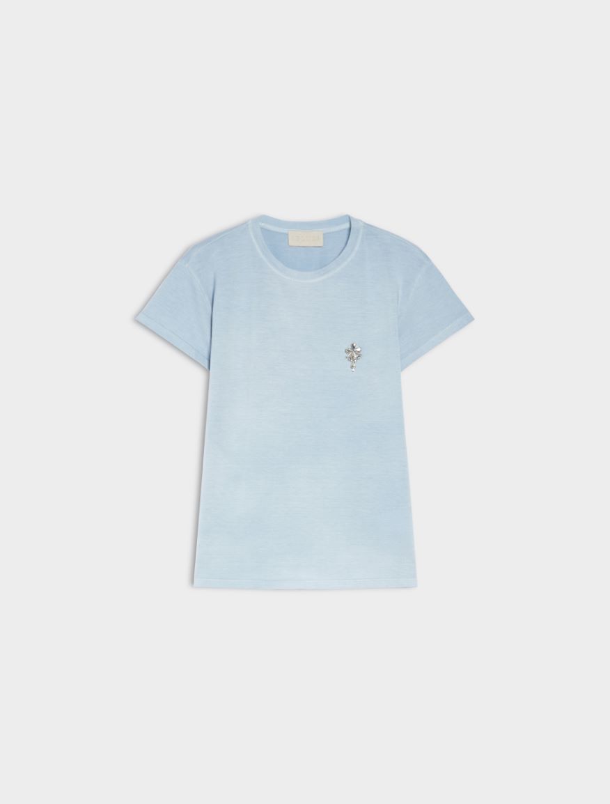 Rhinestone T-shirt - LIGHT BLUE - Iblues - 5