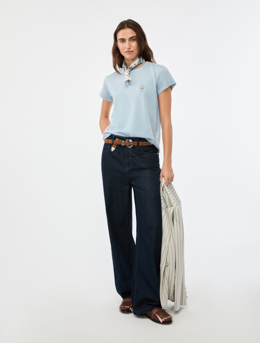 Rhinestone T-shirt - LIGHT BLUE - Iblues