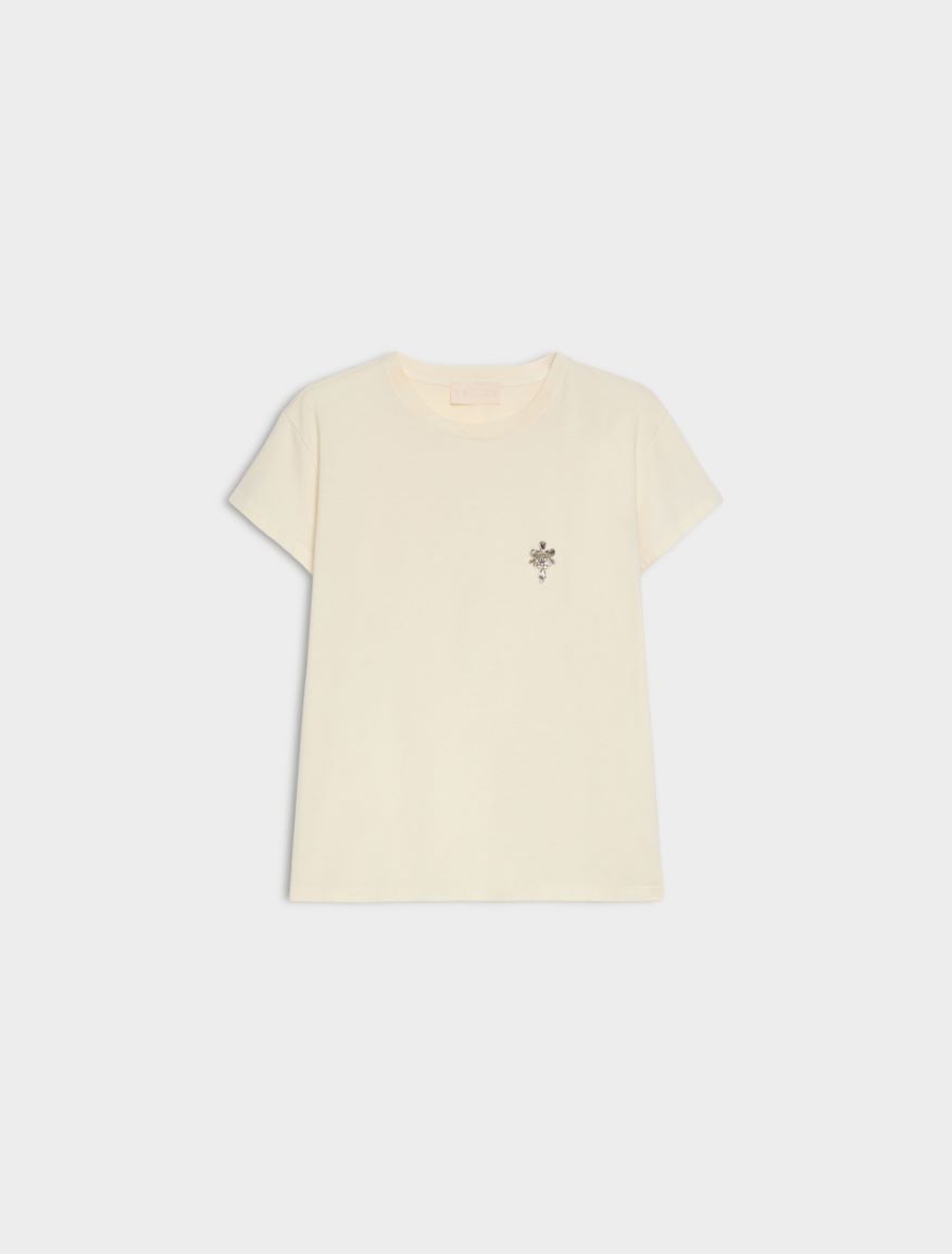 Rhinestone T-shirt - CREAM - iBlues - 5