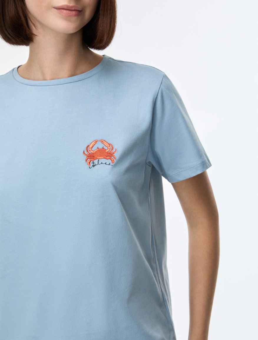 Embroidered T-shirt - LIGHT BLUE - Iblues - 3