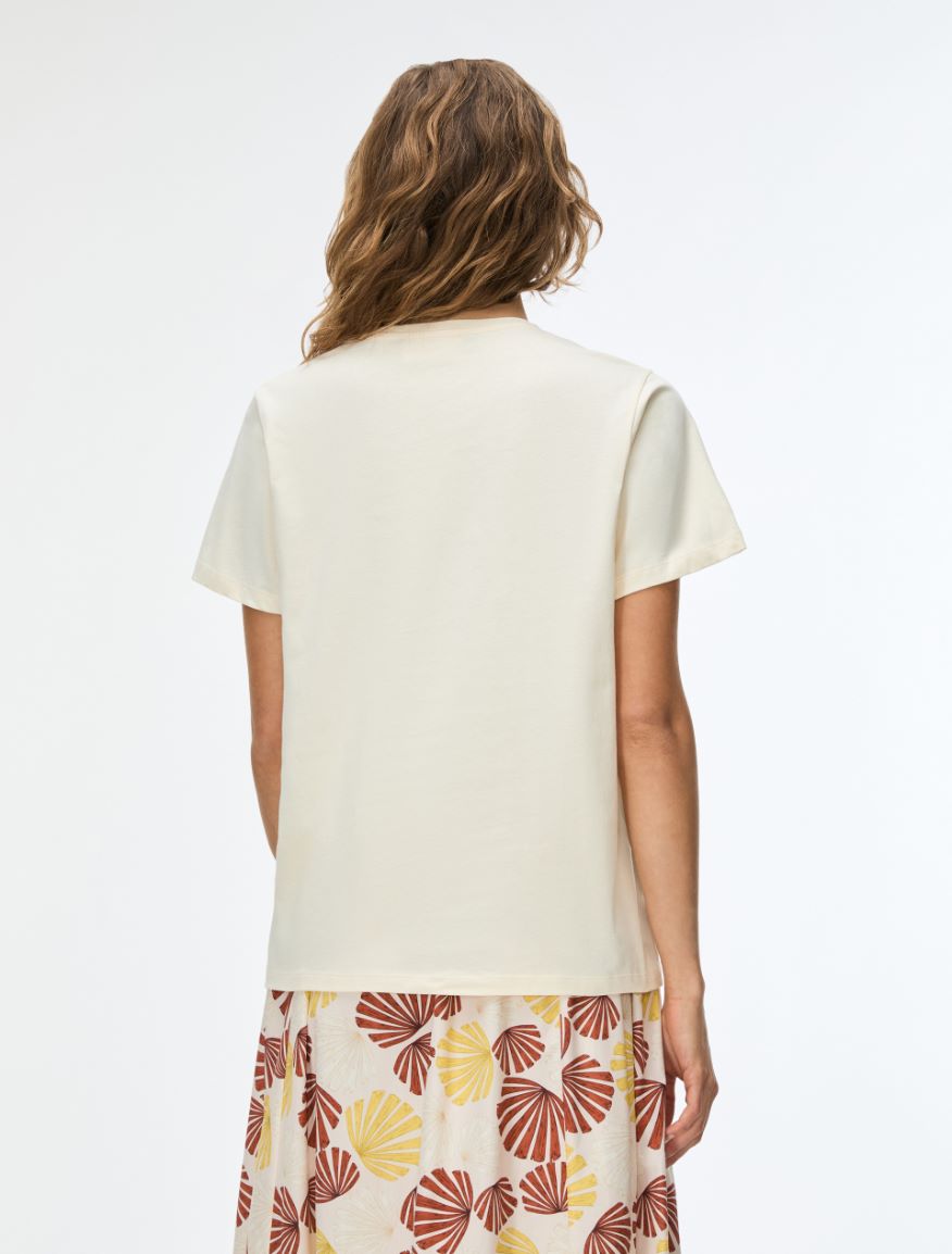 Embroidered T-shirt - IVORY - Iblues - 2