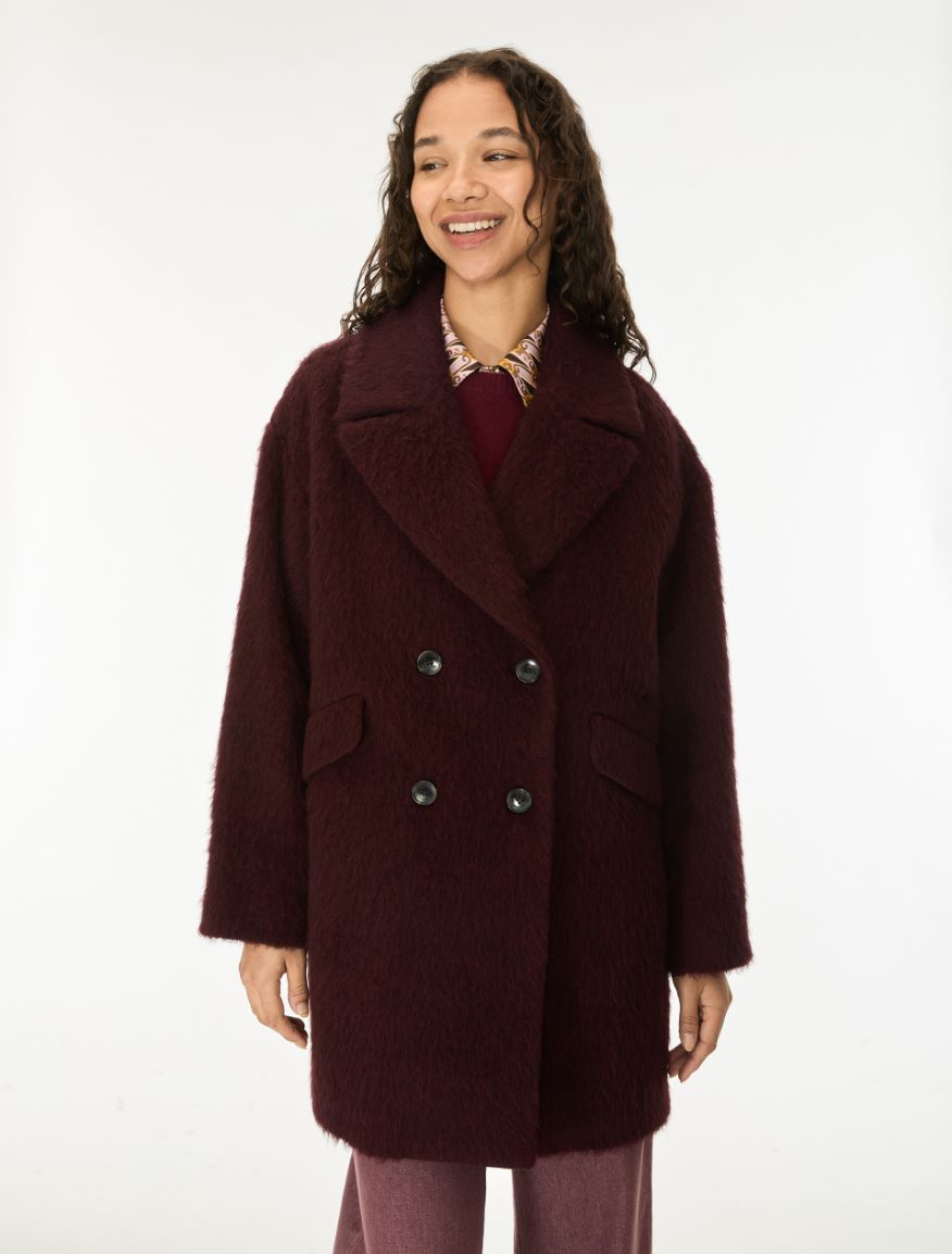 Wool-blend cloth coat - BORDEAUX - iBlues