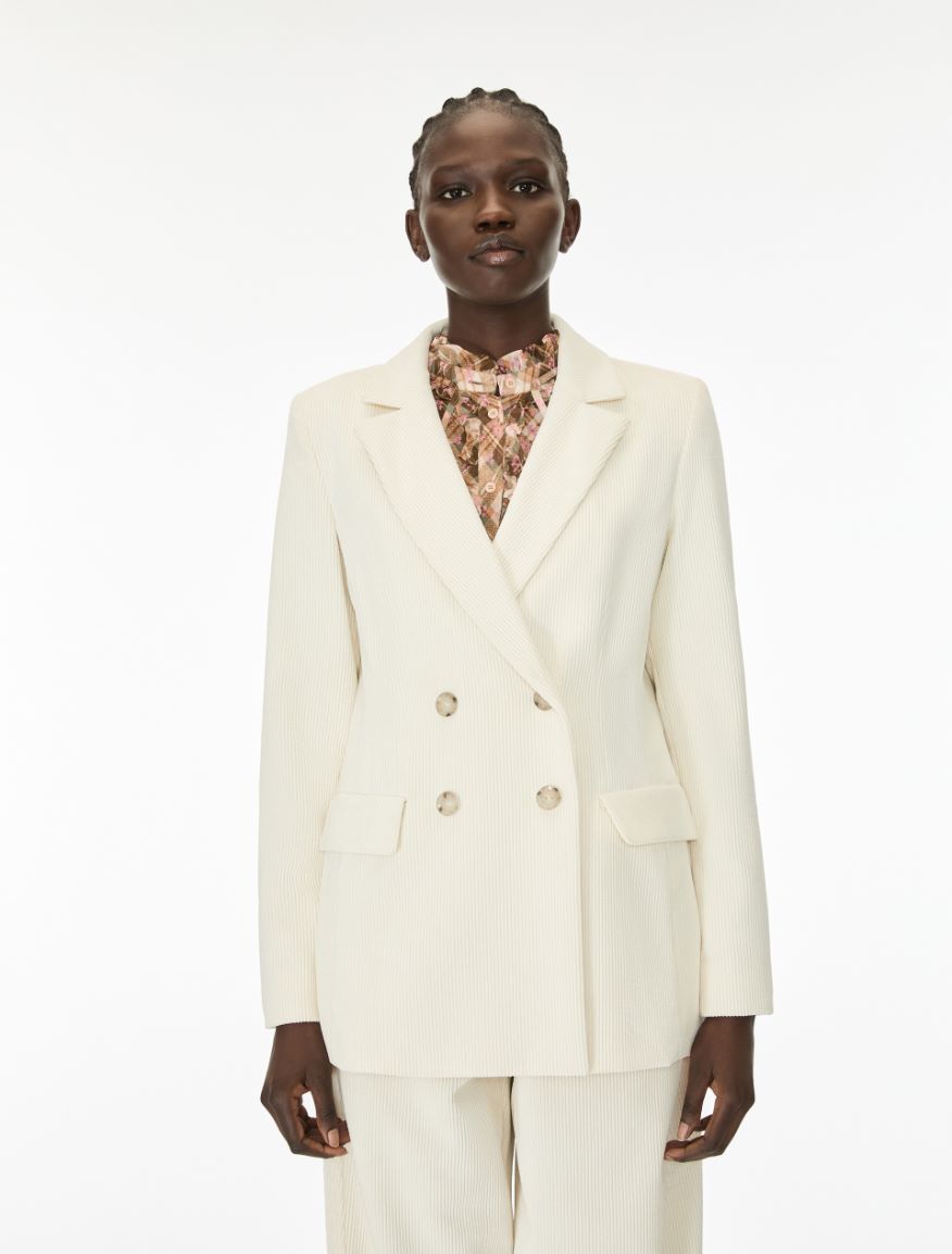 Velvet blazer - IVORY - iBlues - 3