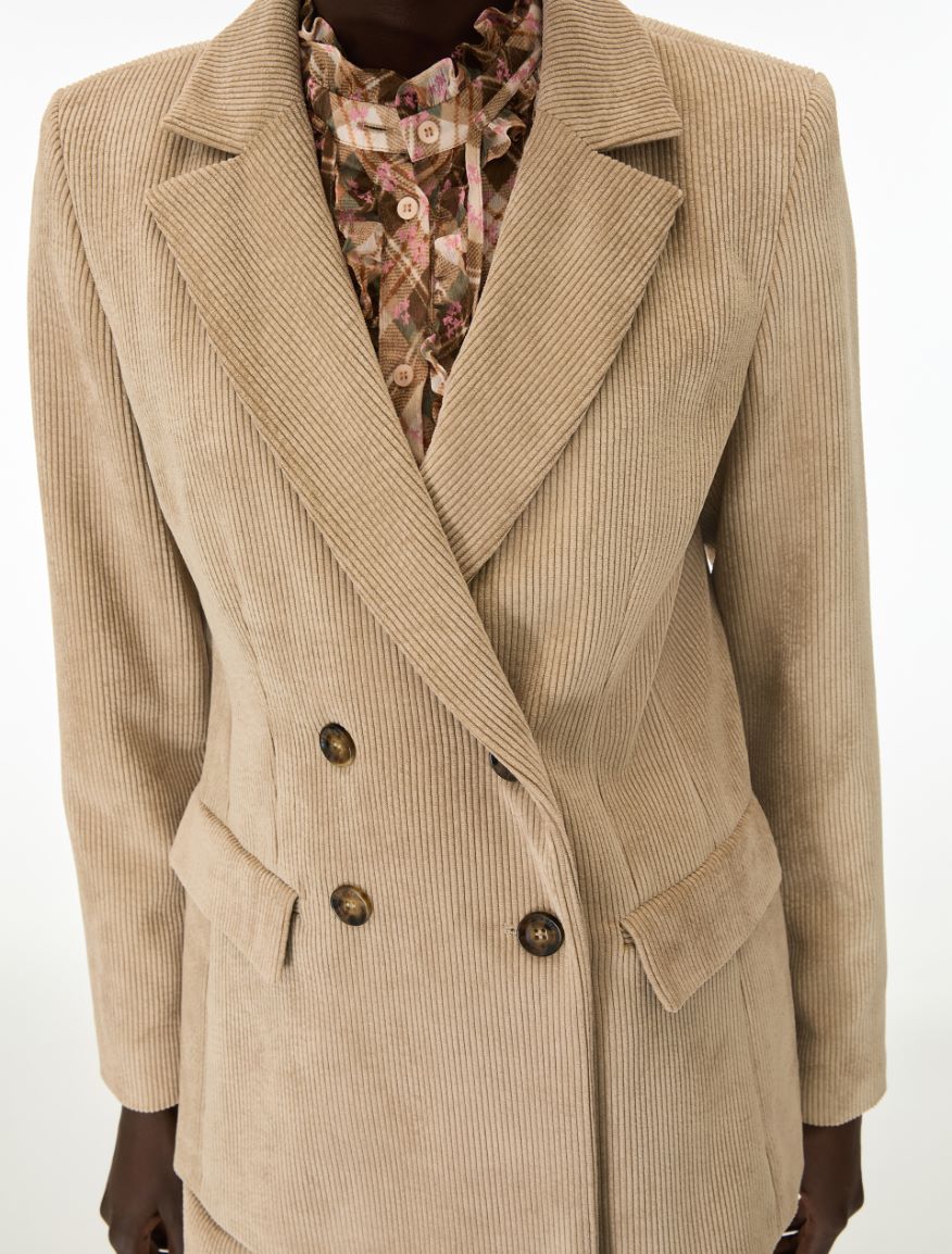 Velvet blazer - KAKI - iBlues - 3