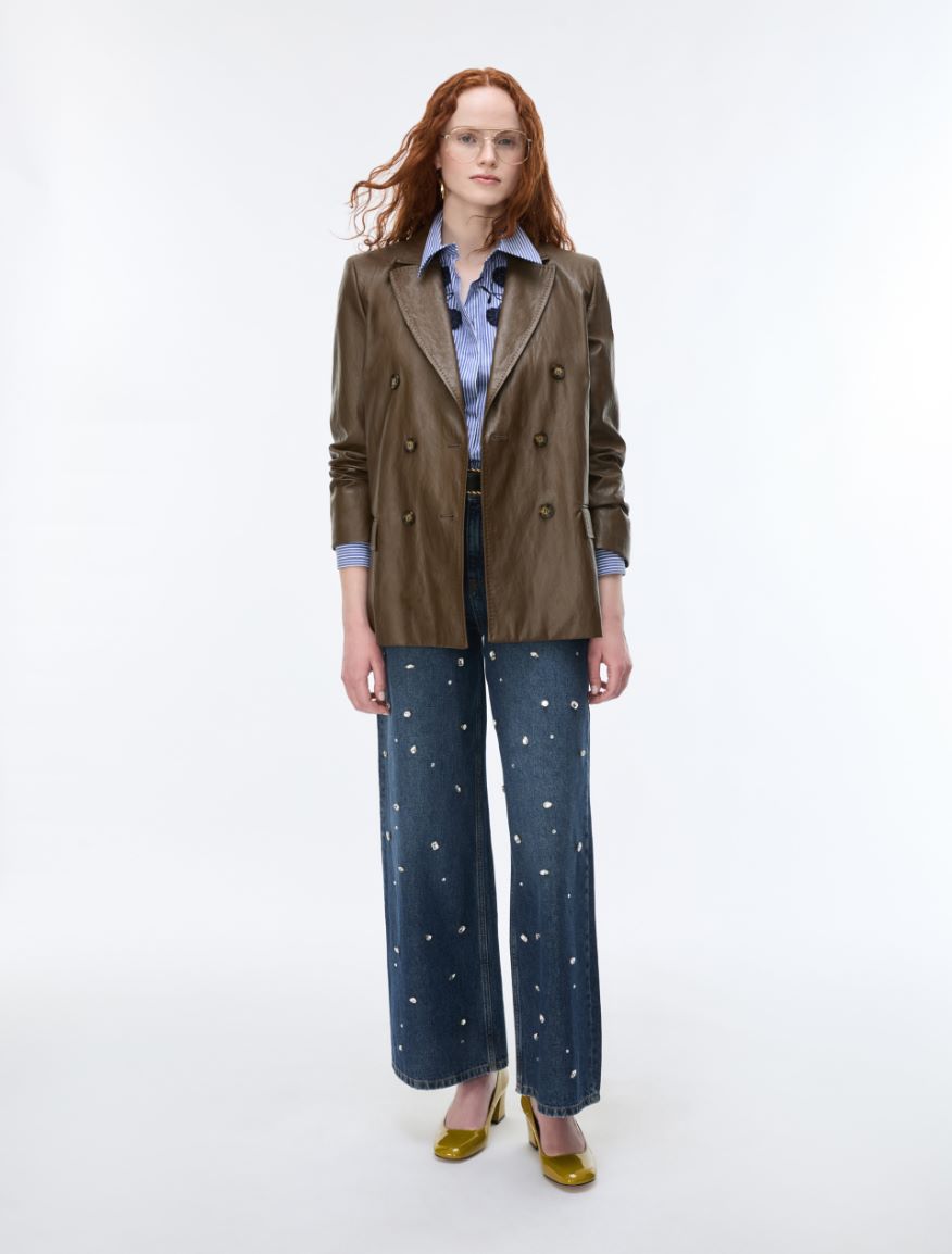 Coated fabric blazer - BROWN - iBlues - 4